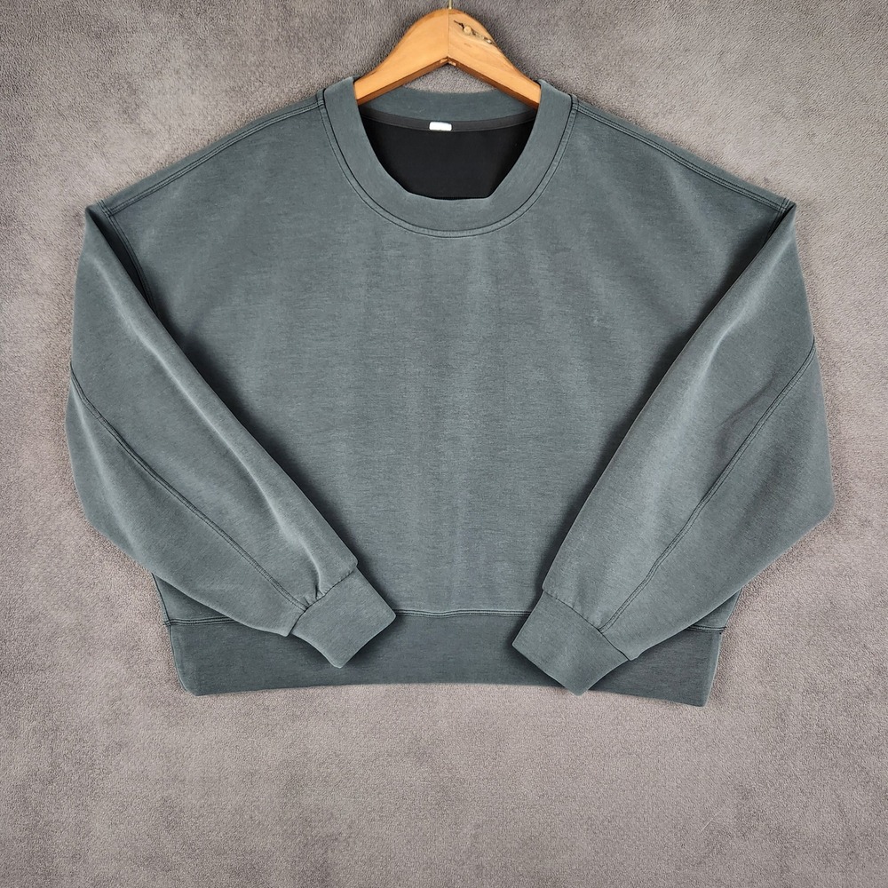 Lululemon Perfectly Oversized Cropped Crew Womens 10 Gray Softstreme Sweatshirt